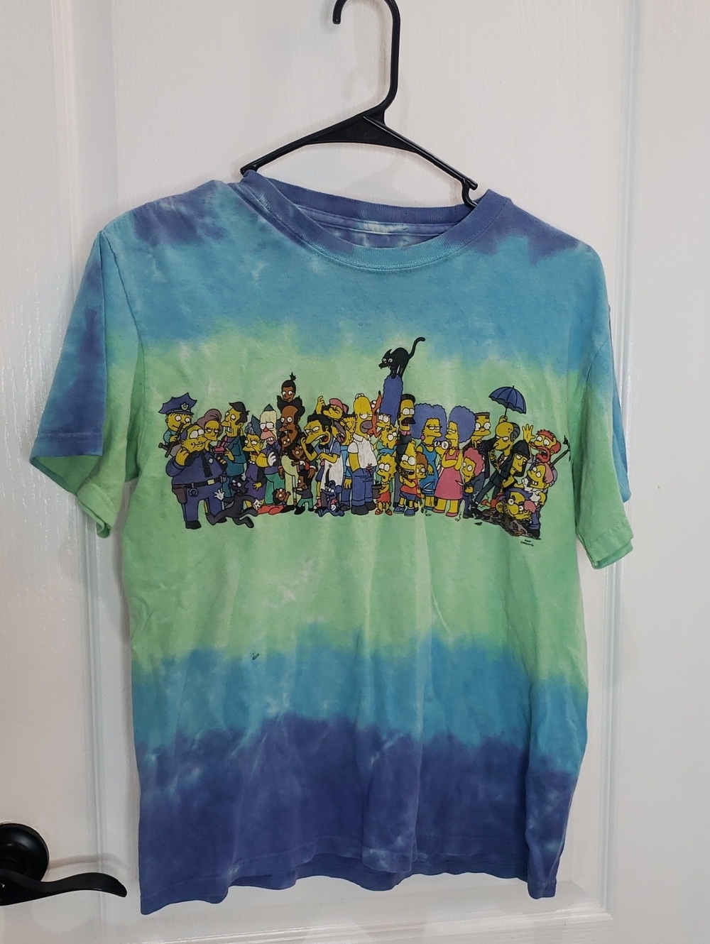 The Simpsons TV Show Blue & Green Tie Dye T-Shirt Size Medium